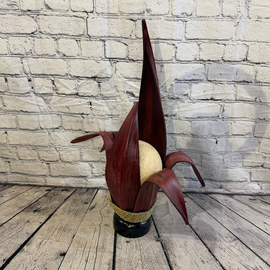 White Light Red Natural 55cm Tall Leaf Lamp Twist LED UK Mains Plug Design 10