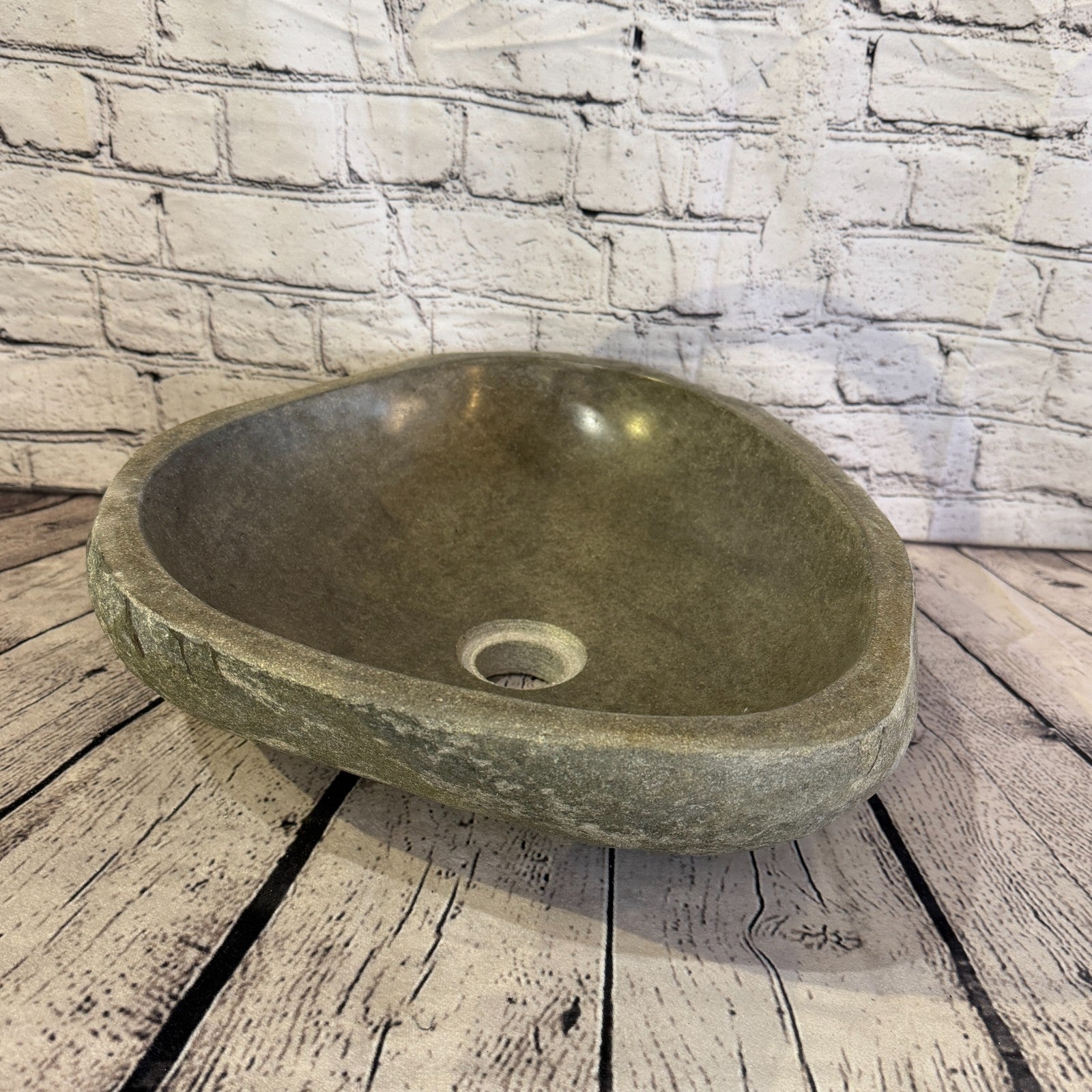 41cm x 35cm Wash Basin Bathroom Counter Top Washing River Stone Bowl Sink No 371
