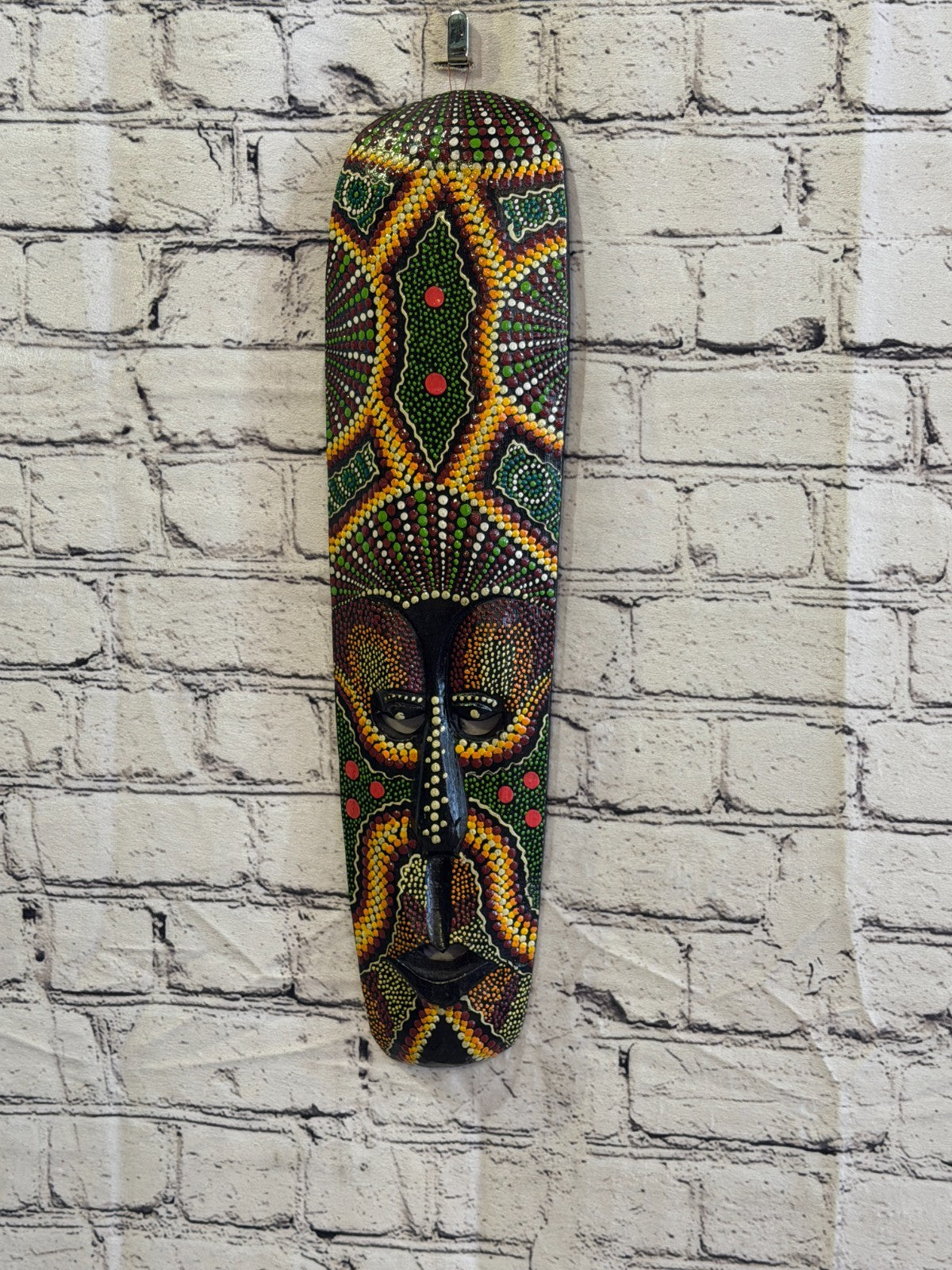 50cm Mask Carved Wooden Dot Painted Ethnic Tribal Tiki Wall Art No 6 New2