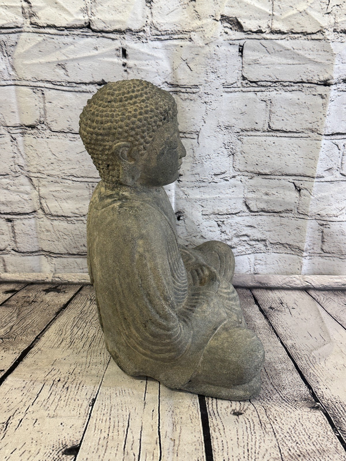 Sitting Buddha Stone Garden 30cm x 25cm Ornament Outdoor Indoor Statue Hindu5