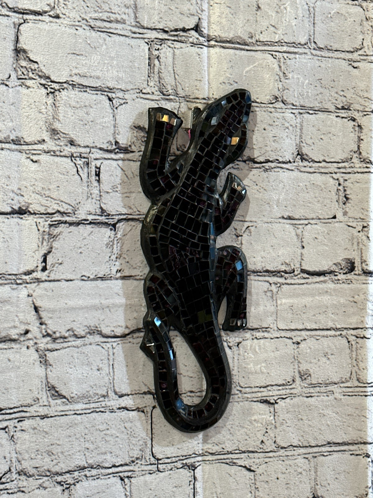 30cm Gecko Deep Purple Mosaic Wall Hanging Wooden Ornaments Wood Carving0