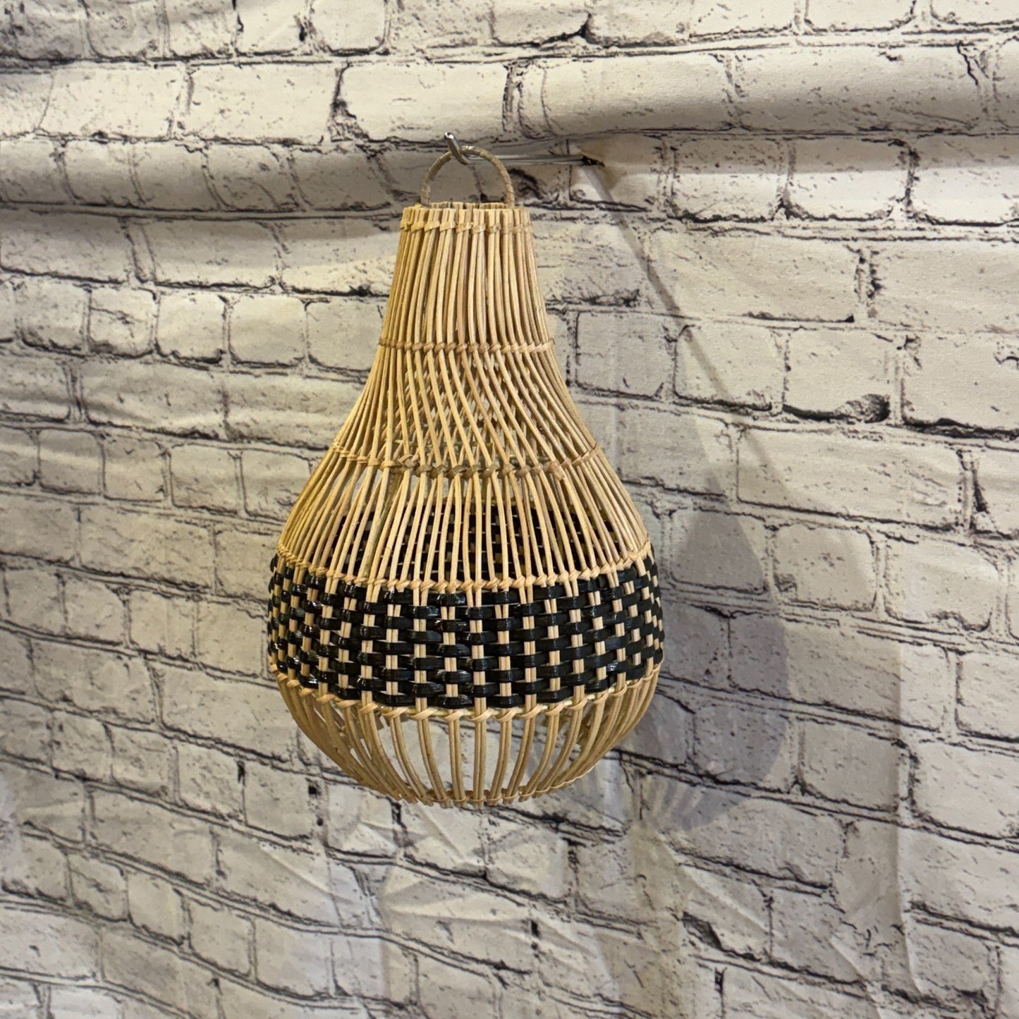 30cm x 22cm Natural Wicker Rattan Ceiling Pendant Light Shade Lampshade LED Bulb1