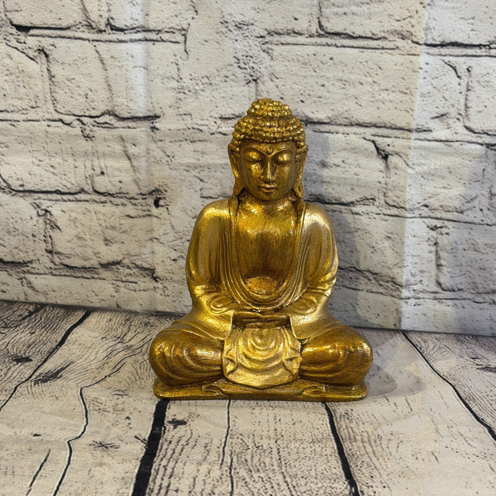 Bronze & Bronze 20cm x 15cm Large Thai Buddha Sitting Statue Resin Hindu0