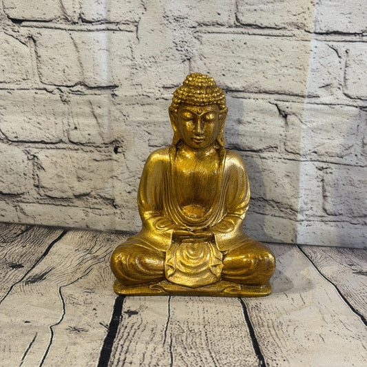 Bronze & Bronze 20cm x 15cm Large Thai Buddha Sitting Statue Resin Hindu0