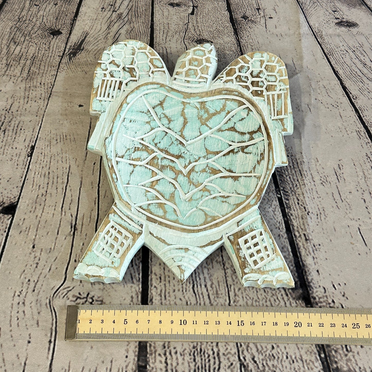 25cm Blue Sea Turtle Bowl Trinket Dish Decoration Designer Mask Wooden Handmade4