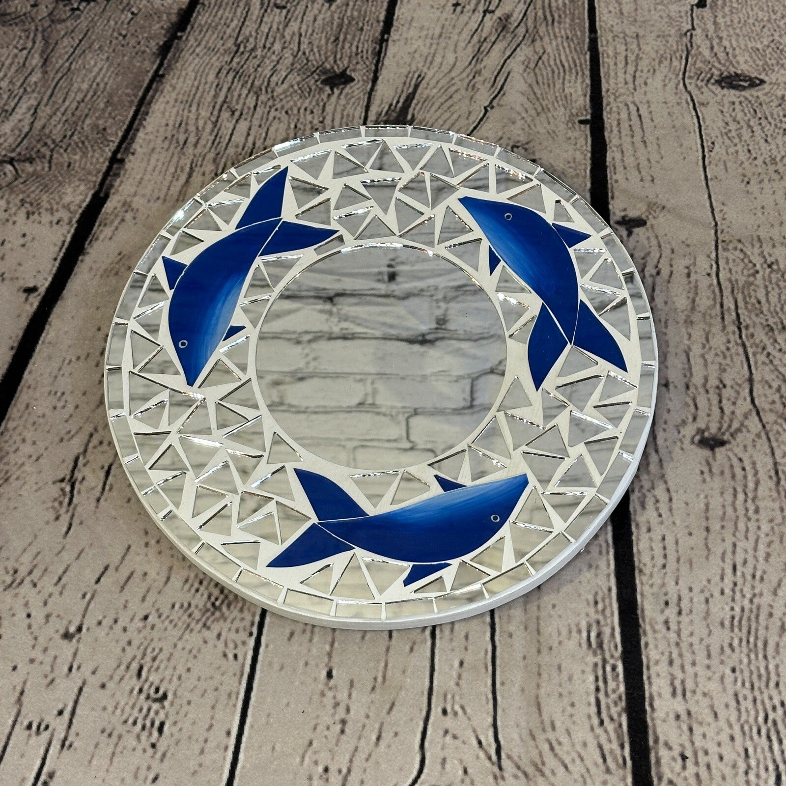 Blue Dolphin Mosaic Tile Wall Mirror 20cm x 20cm 8 Inches Handmade New2