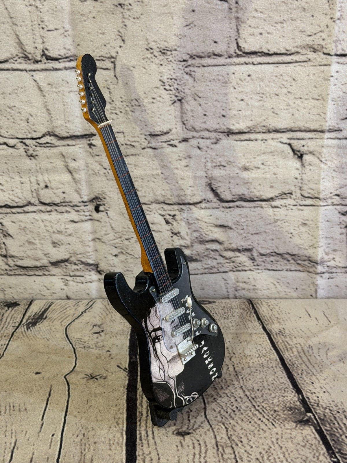 Miniature 25cm Guitar Michael Jackson Guitar on Stand Band Gift Display3