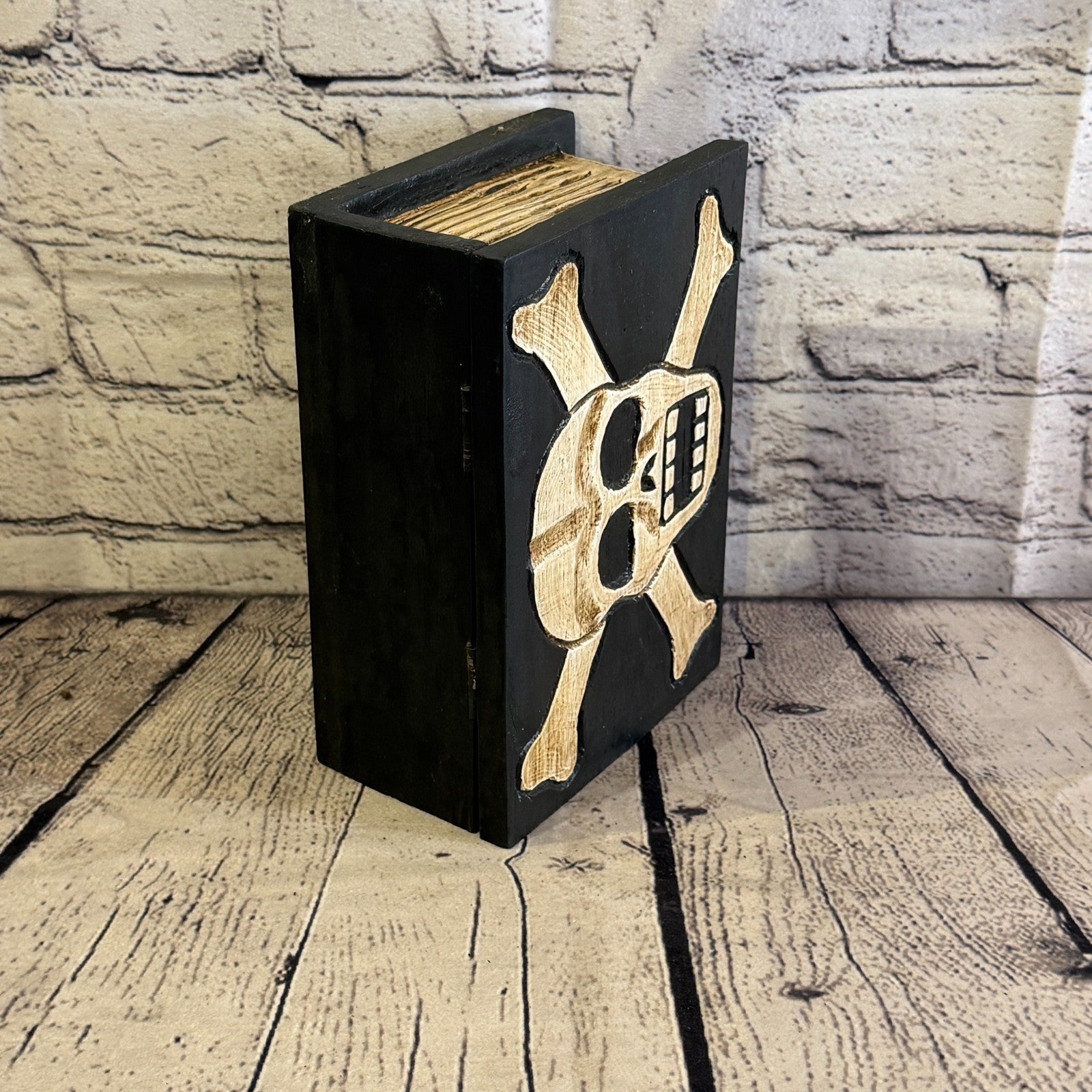 20cm x 12cm x 8cm Book Wood Gothic Skeleton Skull Coffin Jewellery Trinket Box2