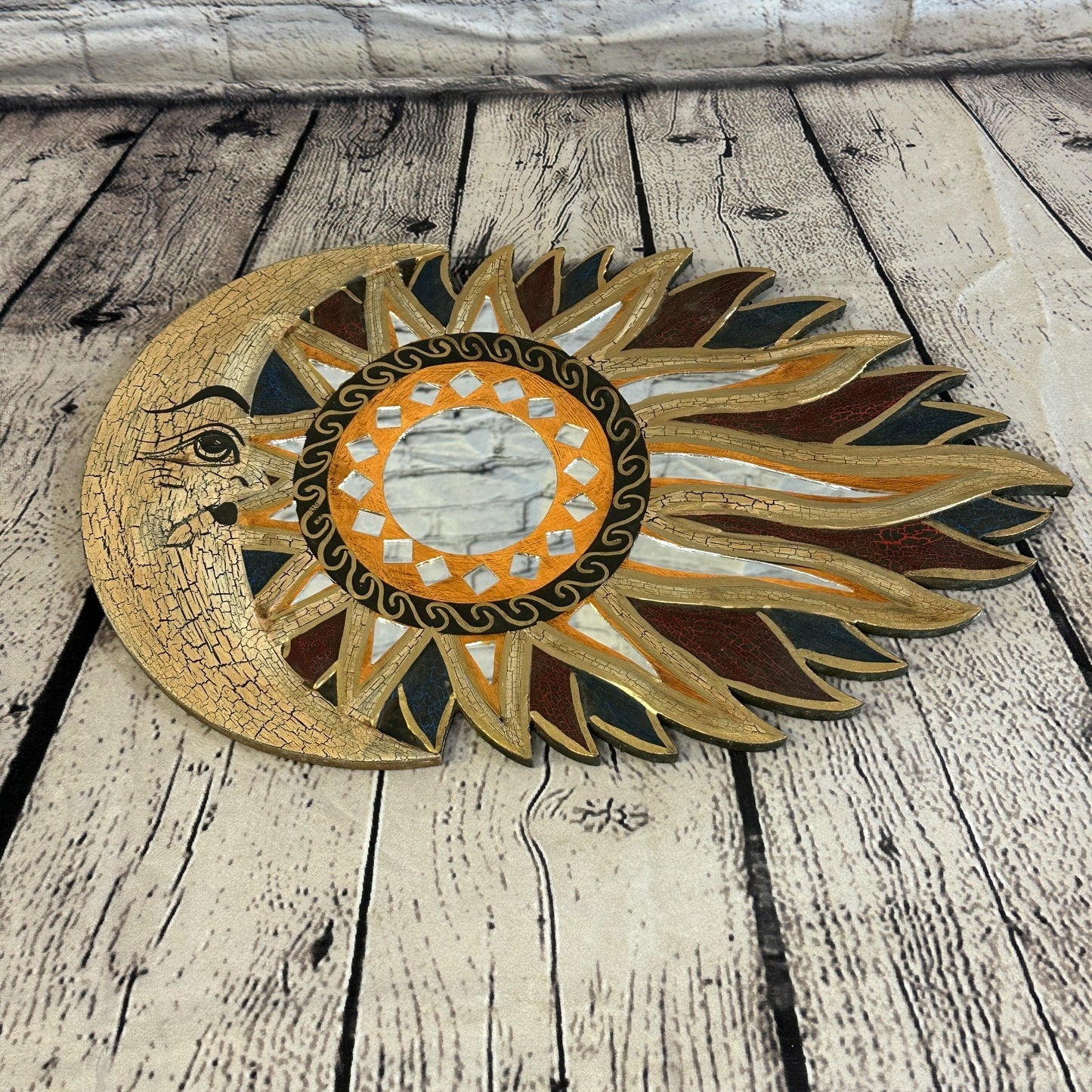 Gold Full Moon Mosaic Tile Wall Mirror 40cm x 25cm 16 Inches Handmade Fairtrade3