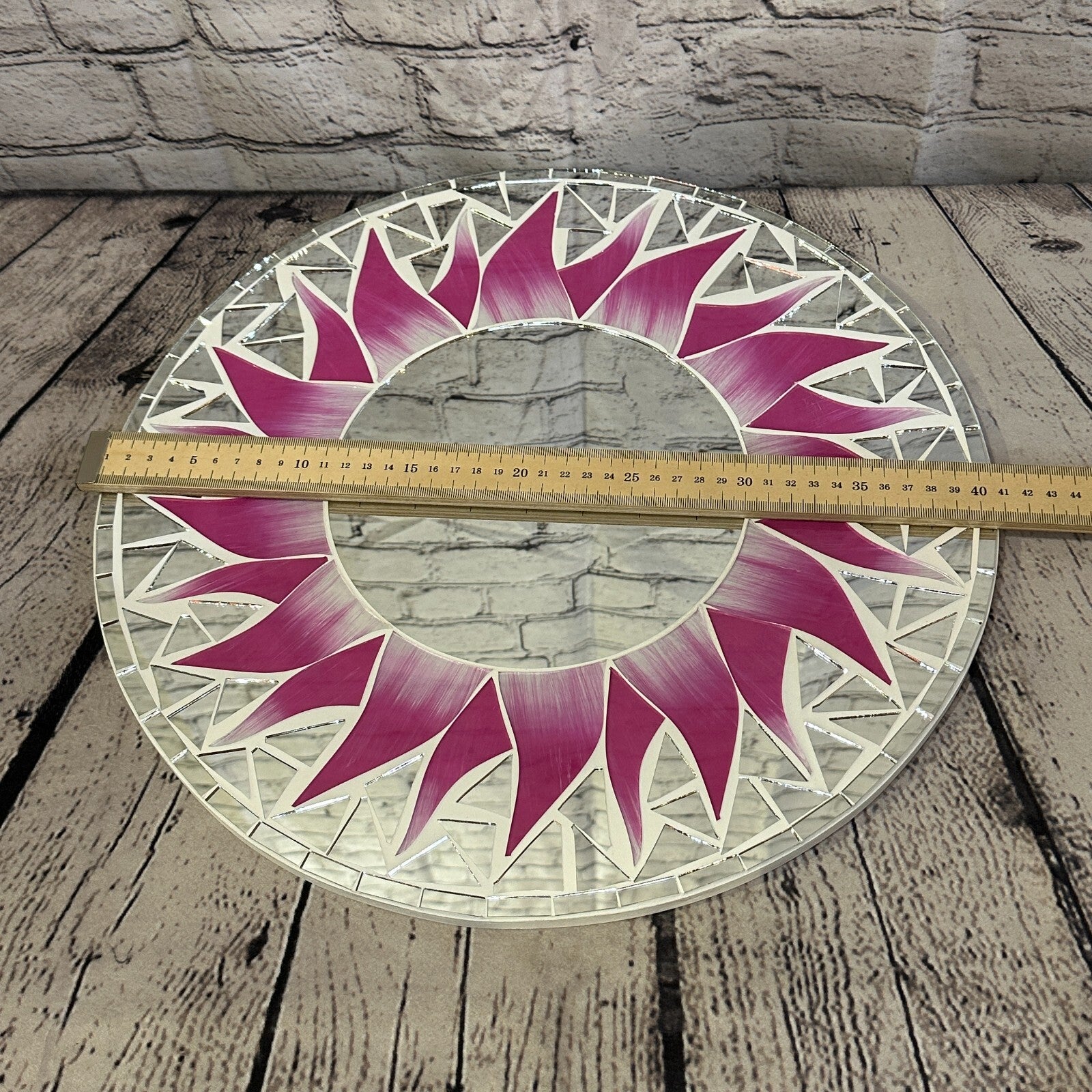 Pink Flame Sun Mosaic Tile Wall Mirror 40cm x 40cm 16 Inches Handmade New3