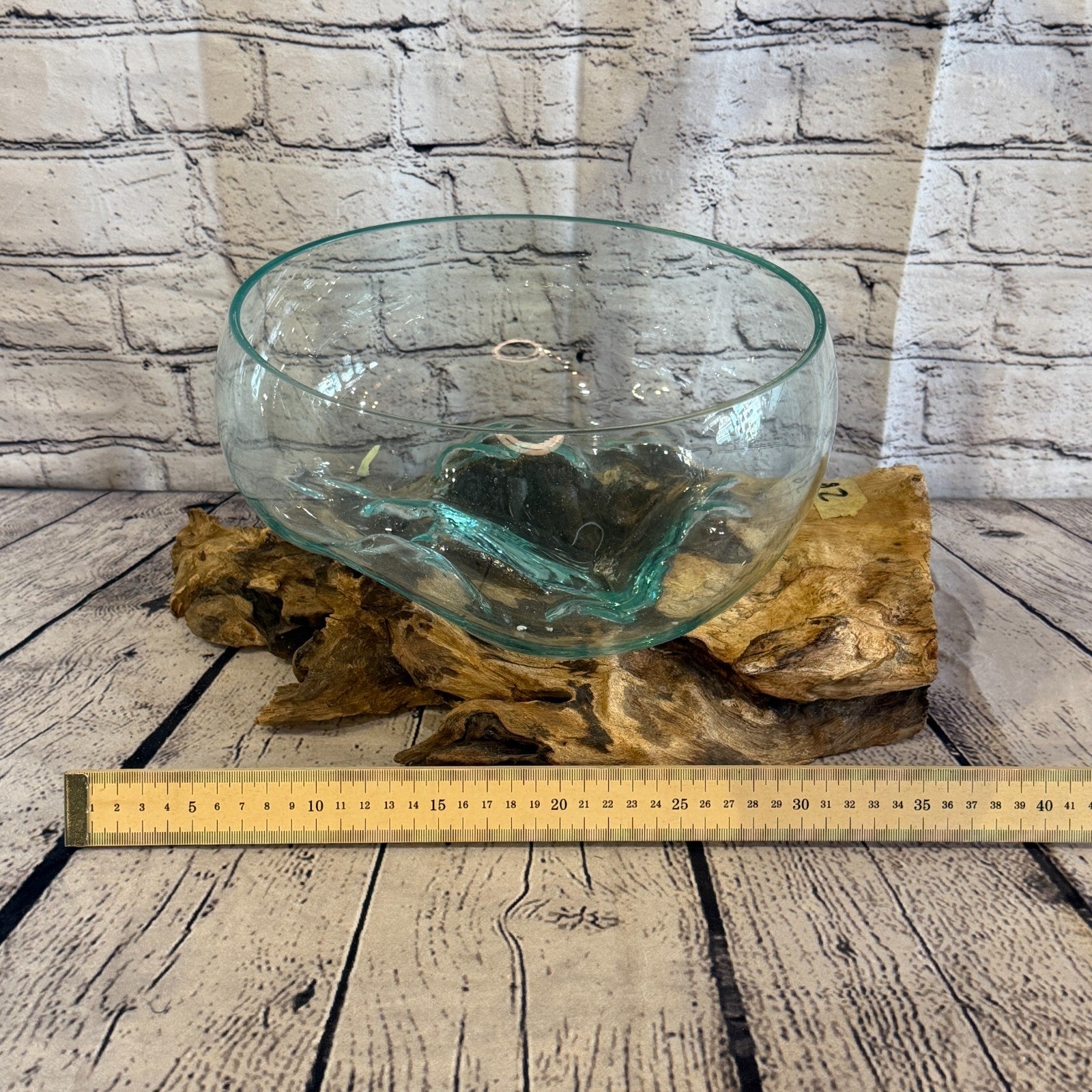 22cm Tall Fruit Bowl Colour Melted Glass Wood Decorative Vase Glass Sculpture5
