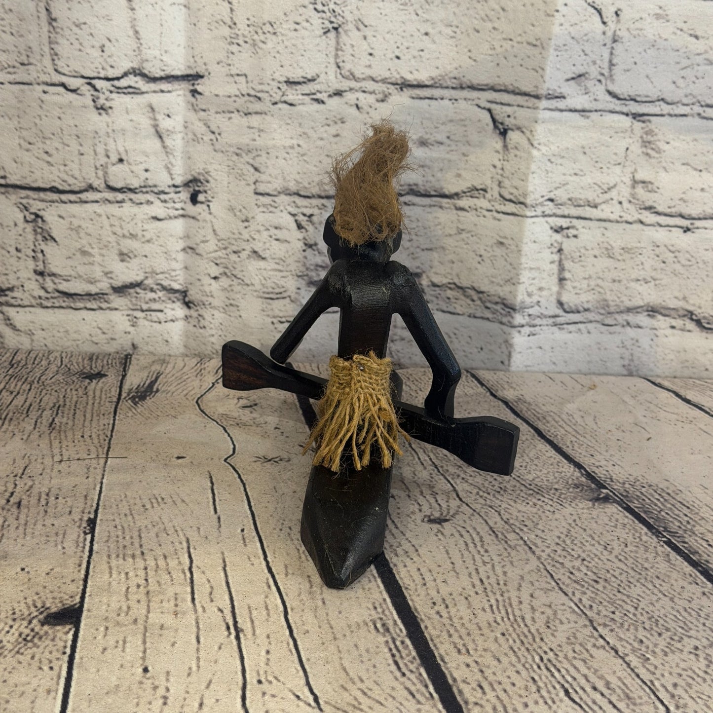 15cm Canoe Rider African Tribal Warrior Man Figure Statue Wood Hand Carved5