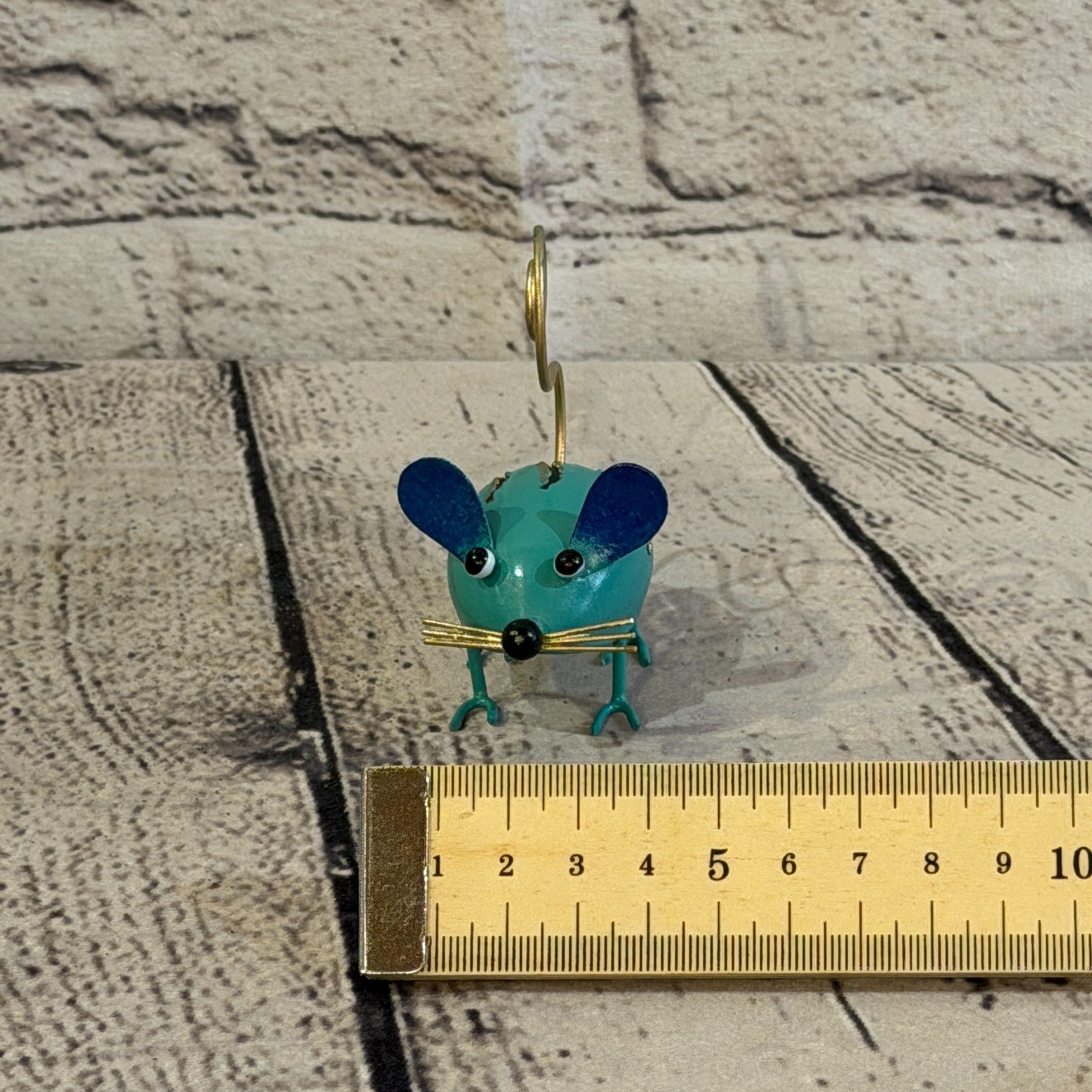 7cm x 7cm Colourful Blue Blue Mouse Rat Metal Tin Standing Ornament Statue7