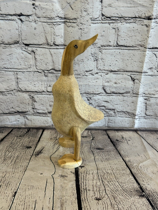 Looking Back 25cm Tall Wooden Duckling Baby Duck Bamboo Root Fairtrade0
