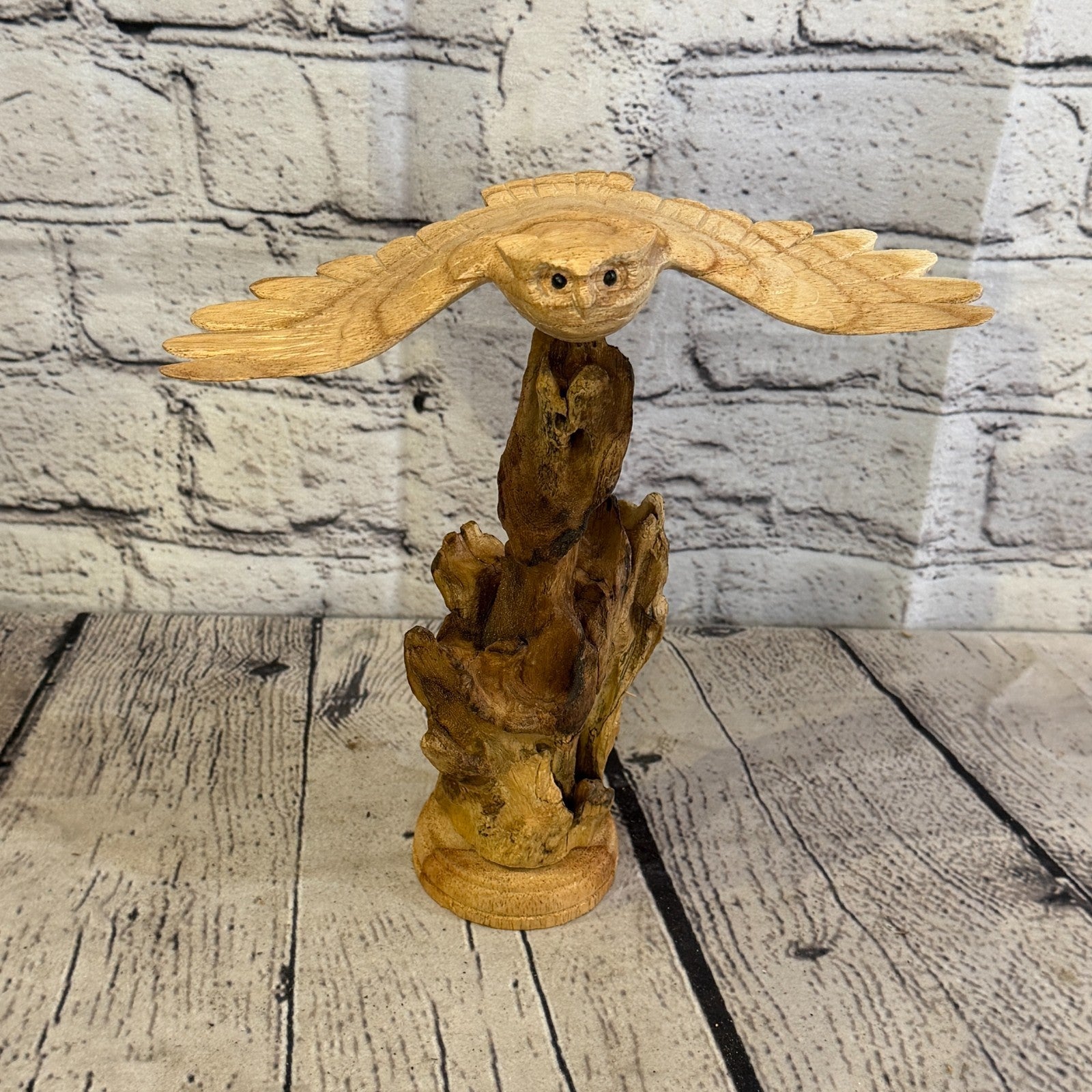 20cm Flying Owl Mushroom Parasite Ornament Natural Carving Fair trade Wooden1