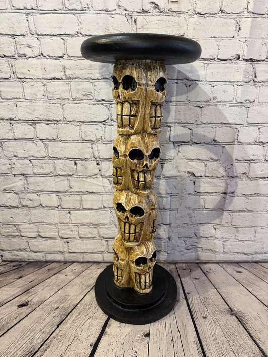 70cm x 25cm Sitting Skull Round Wooden Coffee Table Bar Restaurant Garden Pub0