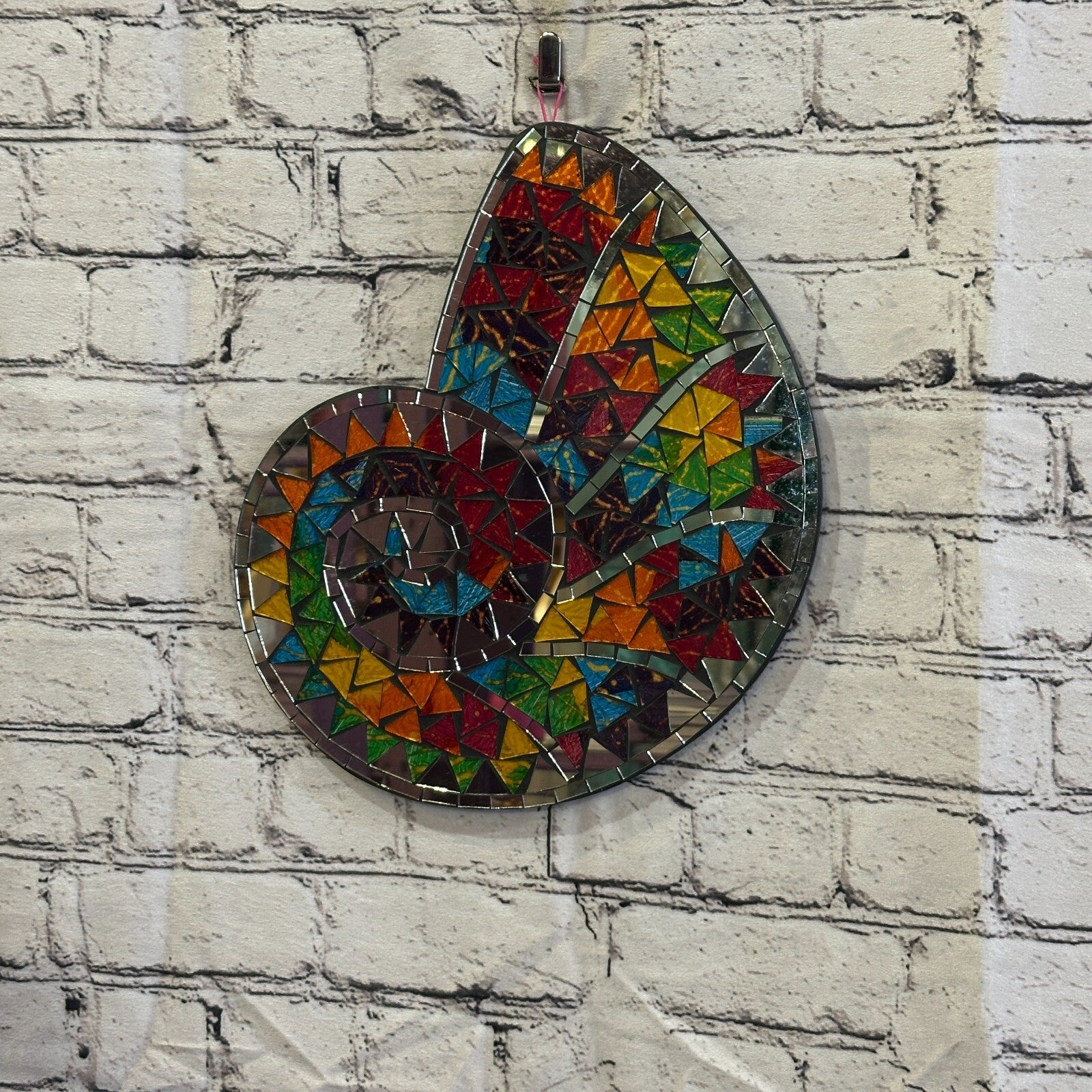 Rainbow Nautilus Shell Mosaic Tile Wall Mirror 30cm x 25cm Handmade New2