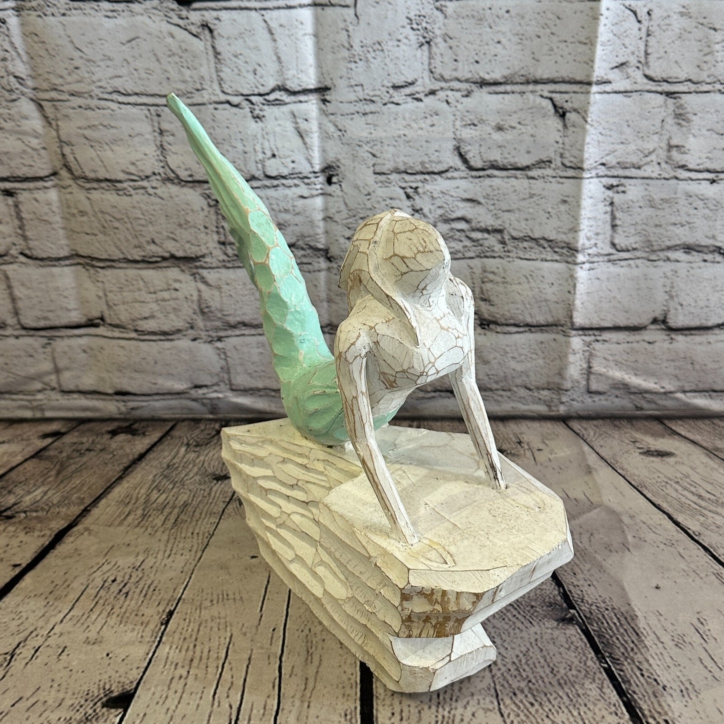 25cm Laying Front Wooden Mermaid Wall Decor Nautical Wood Mermaid Wall Sculpture2