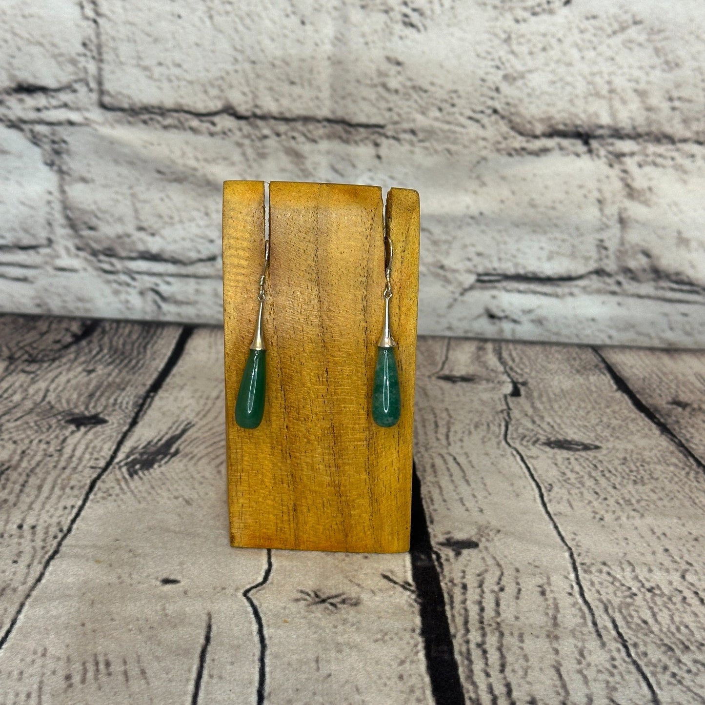 Moss Agate Tear Drop Solid Stone 925 Silver Dangle Drop Earrings Jewellery0