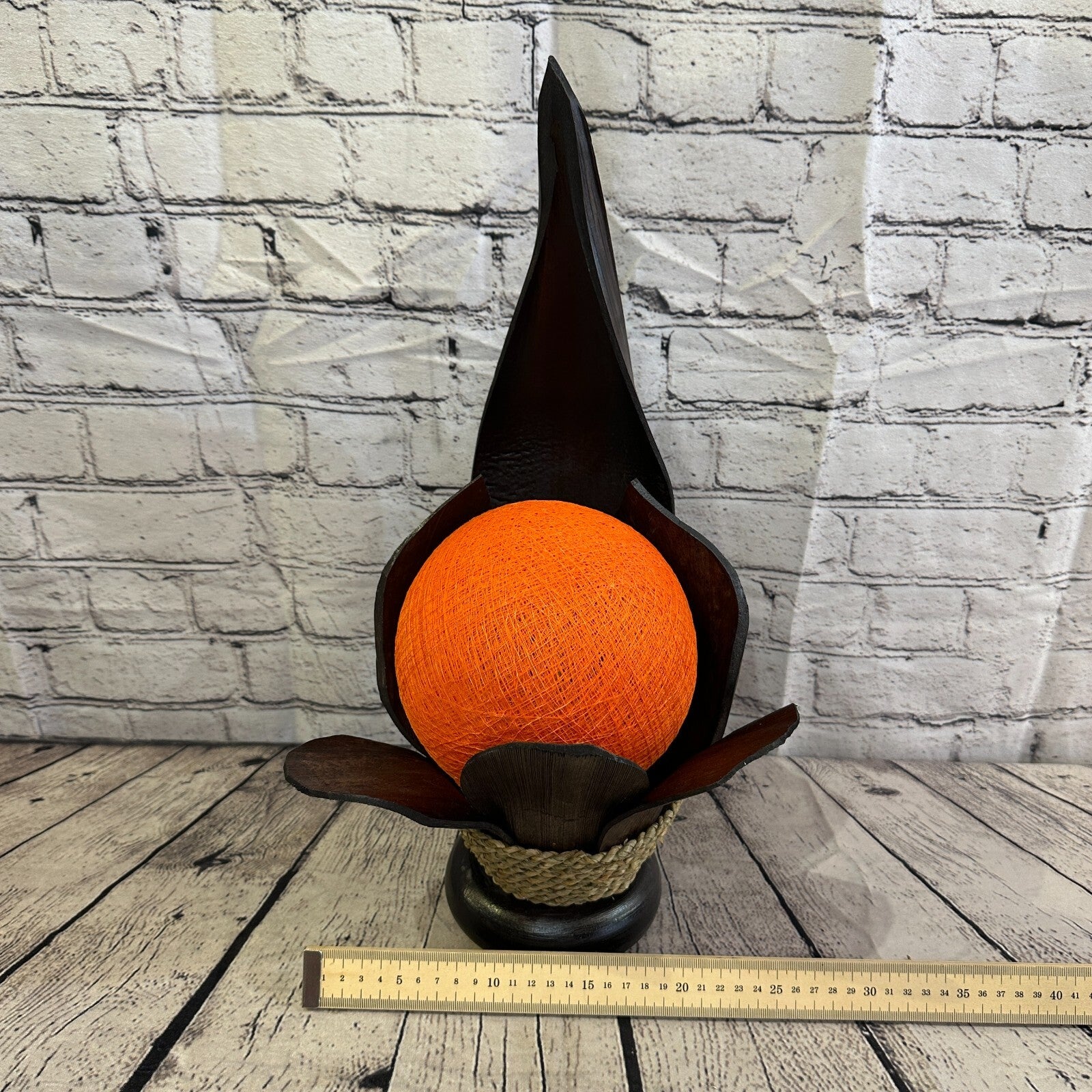 Orange Brown Leaf Natural 45cm Tall Leaf Lamp Twist LED UK Mains Plug Design 75