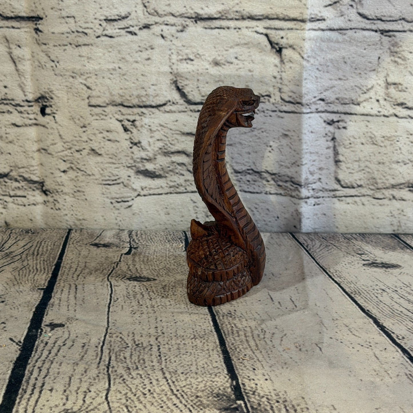 12cm x 8cm Wooden Cobra Exquisite Detailing Snake Ornament Hand Carved3