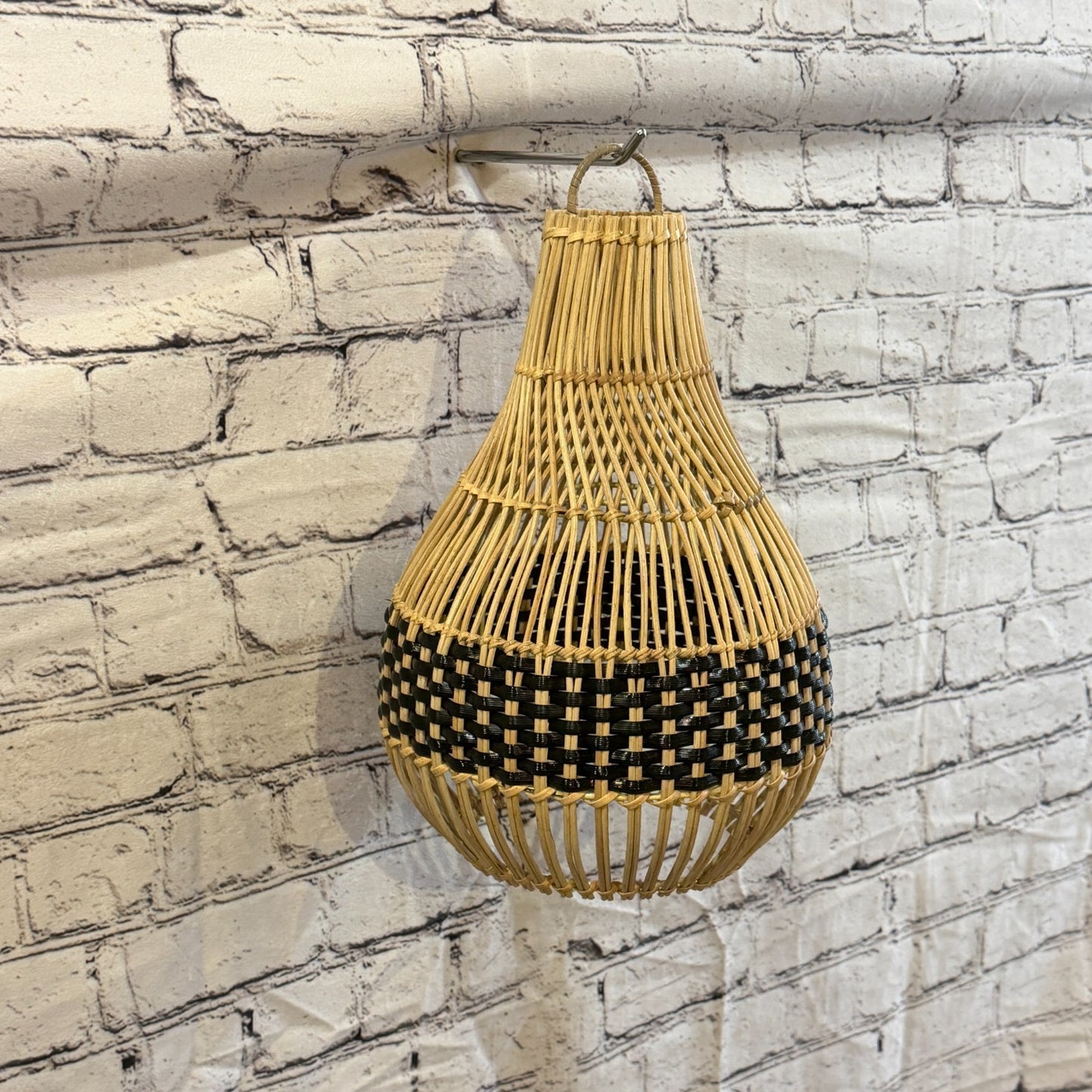 30cm x 22cm Natural Wicker Rattan Ceiling Pendant Light Shade Lampshade LED Bulb0