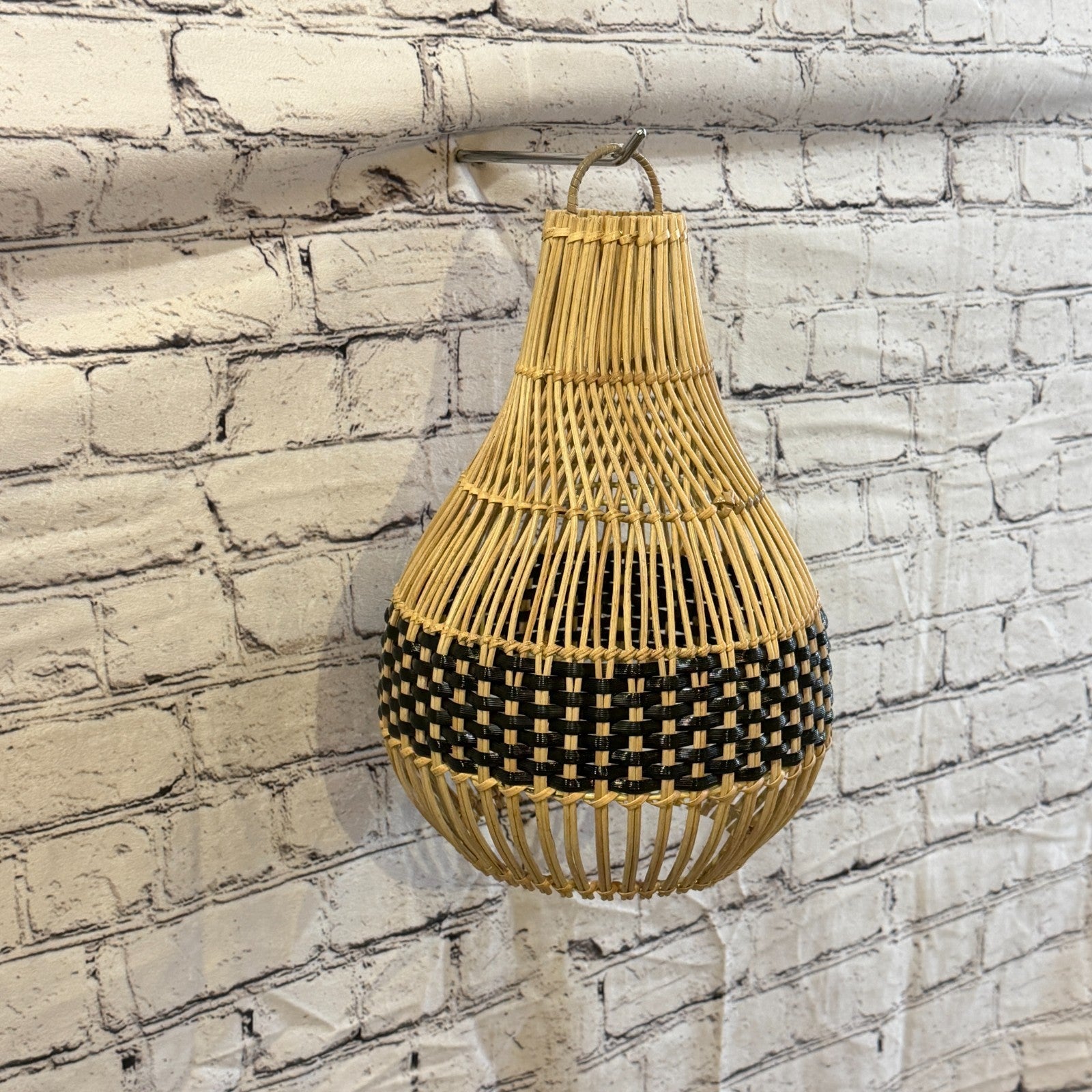 30cm x 22cm Natural Wicker Rattan Ceiling Pendant Light Shade Lampshade LED Bulb0