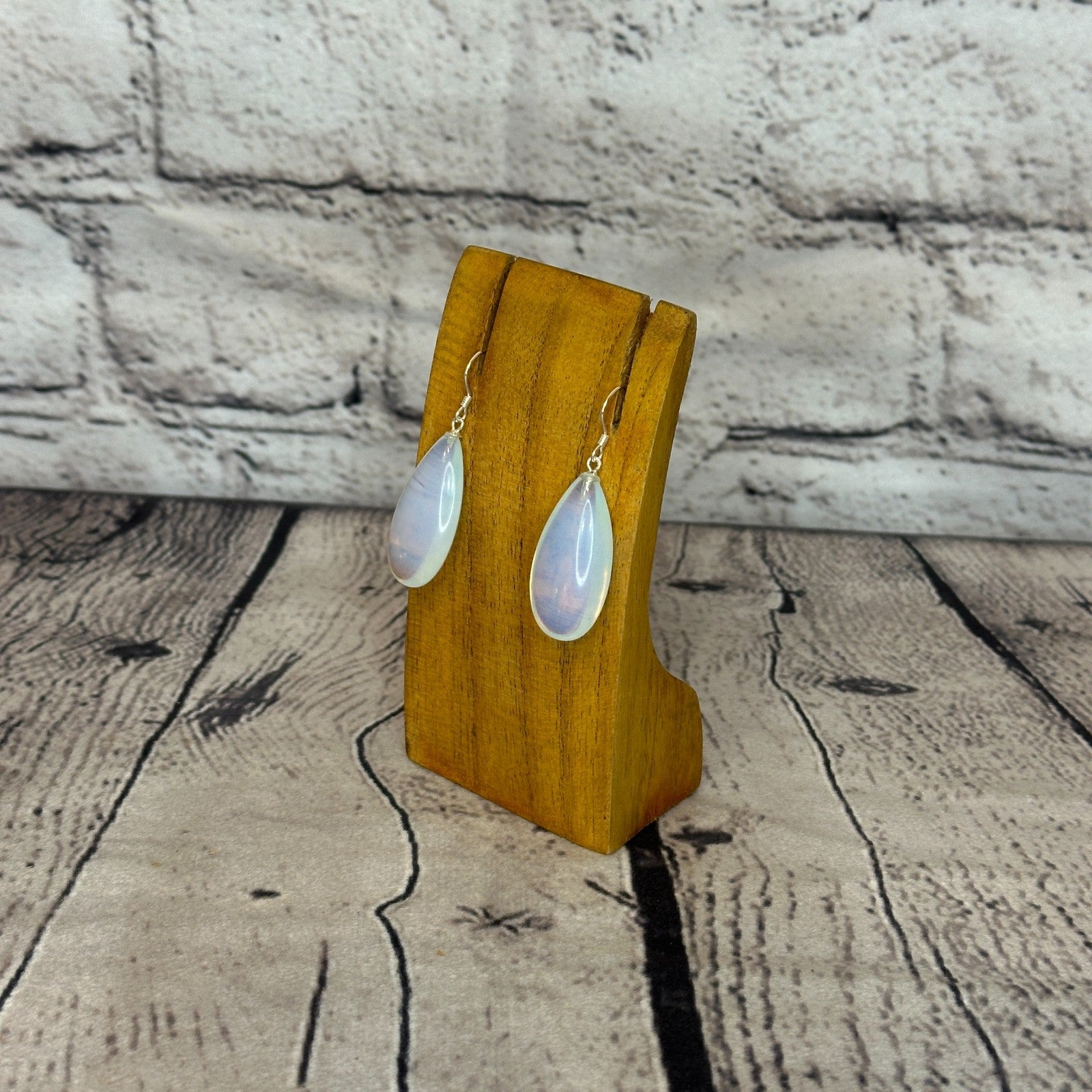 Opalite Teardrop Stone 925 Silver Dangle Drop Earrings Handmade Jewellery1