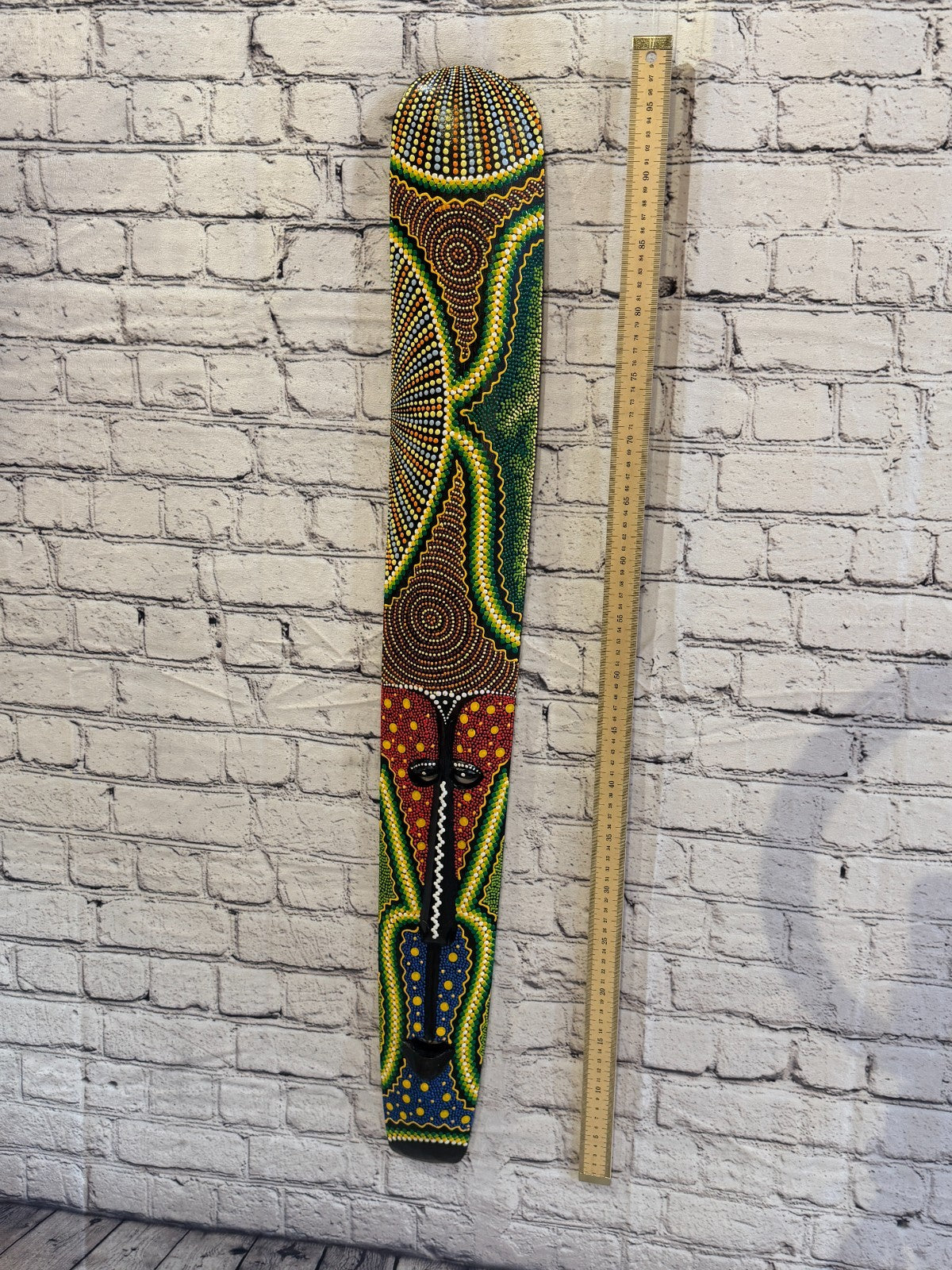 100cm Mask Carved Wooden Dot Painted Ethnic Tribal Tiki Wall Art No 5 New4