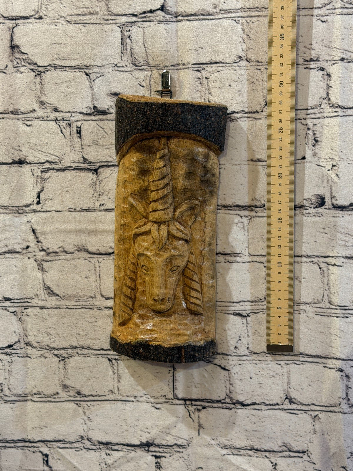 Mythical Unicorn 30cm Hand Carved Wizard Tree Trunk Wood Fairtrade4