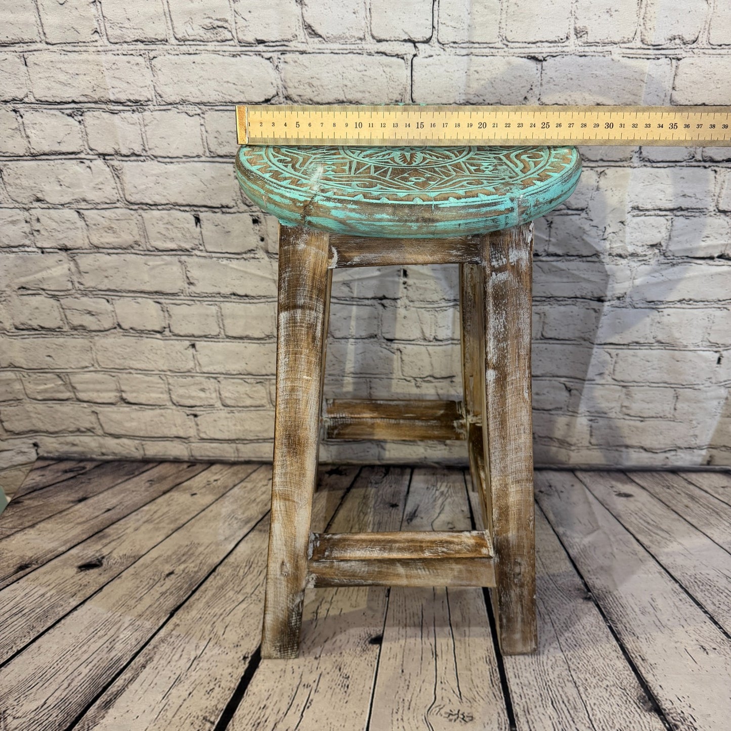 50cm x 30cm Green Stool Table Wooden Side Cabinet Living Hallway Furniture5