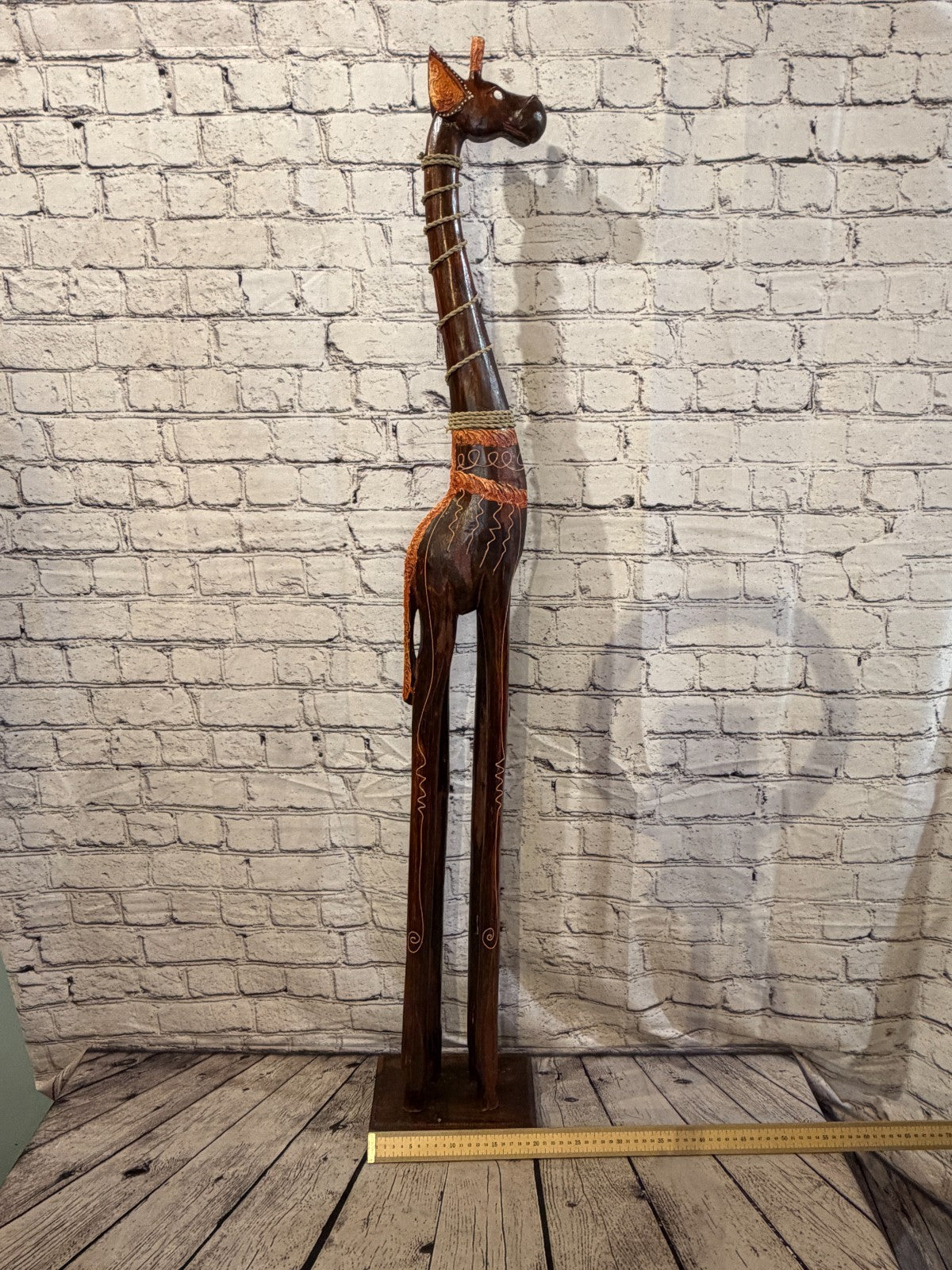 120cm Brown Wooden Giraffe Standing Single Carved Solid Wood Giraffe Handmade6