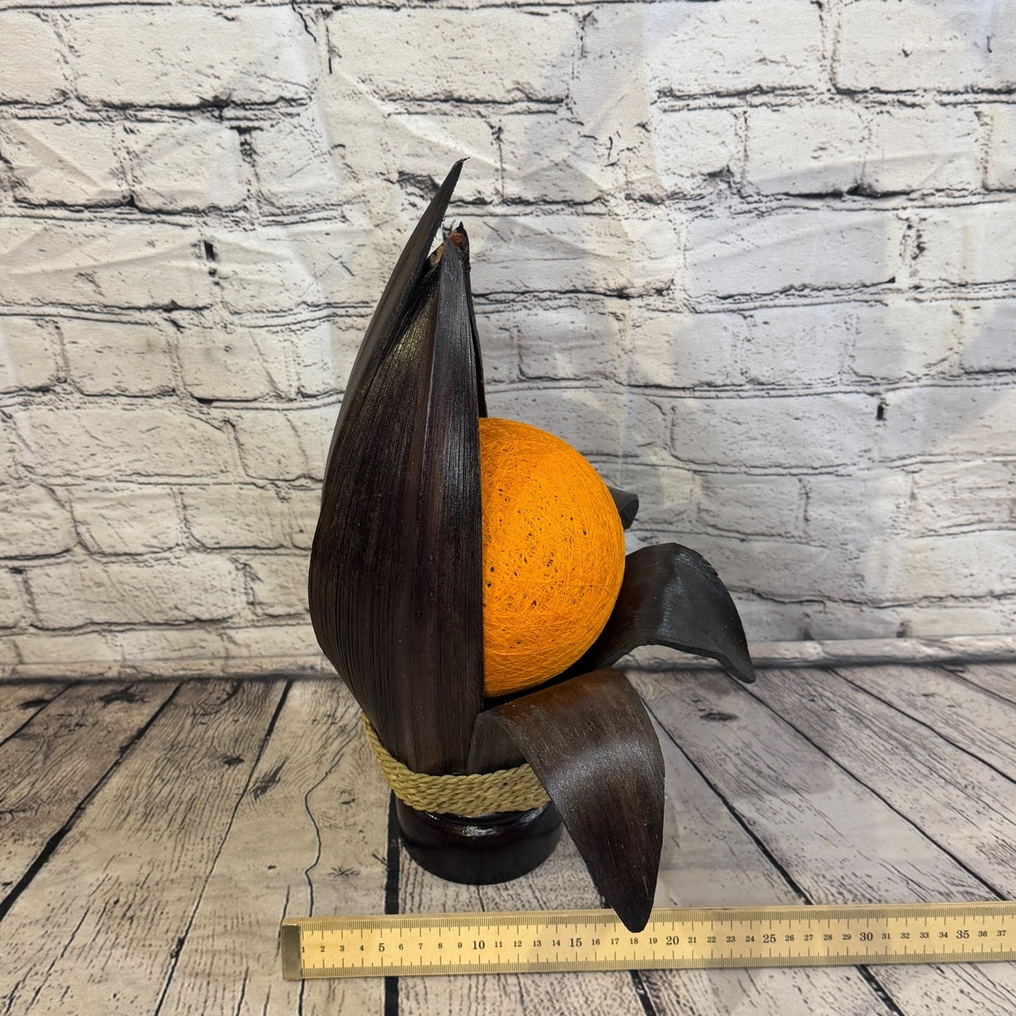 Orange Light Brown Natural 40cm Tall Leaf Lamp Twist LED UK Mains Plug Design 57