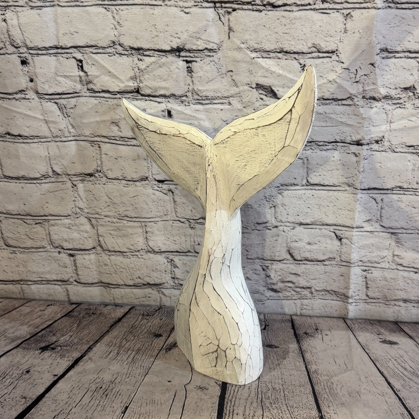 40cm x 40cm Whale Tail White Fish Wood Coastal Ocean Bathroom Decoration1