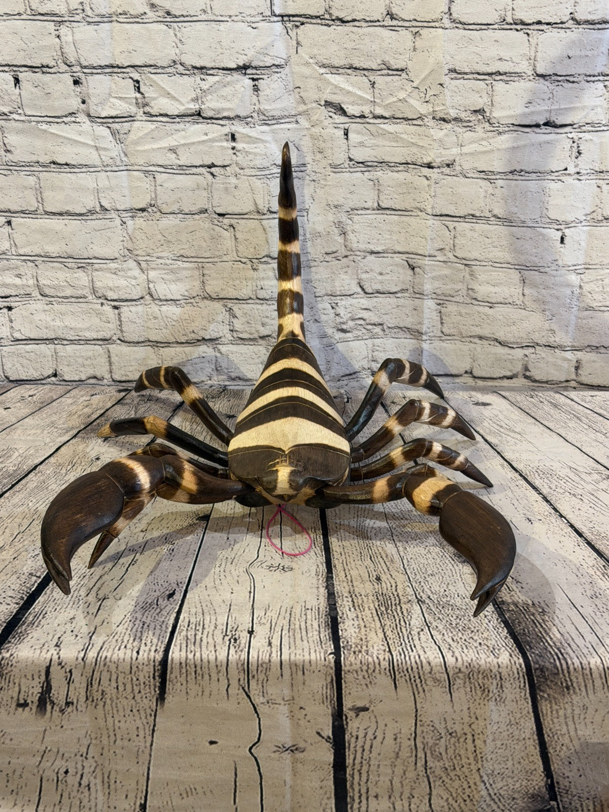 55cm x 45cm Wooden Scorpion Burnt Pattern Carving Hand Carved Walking Statue4