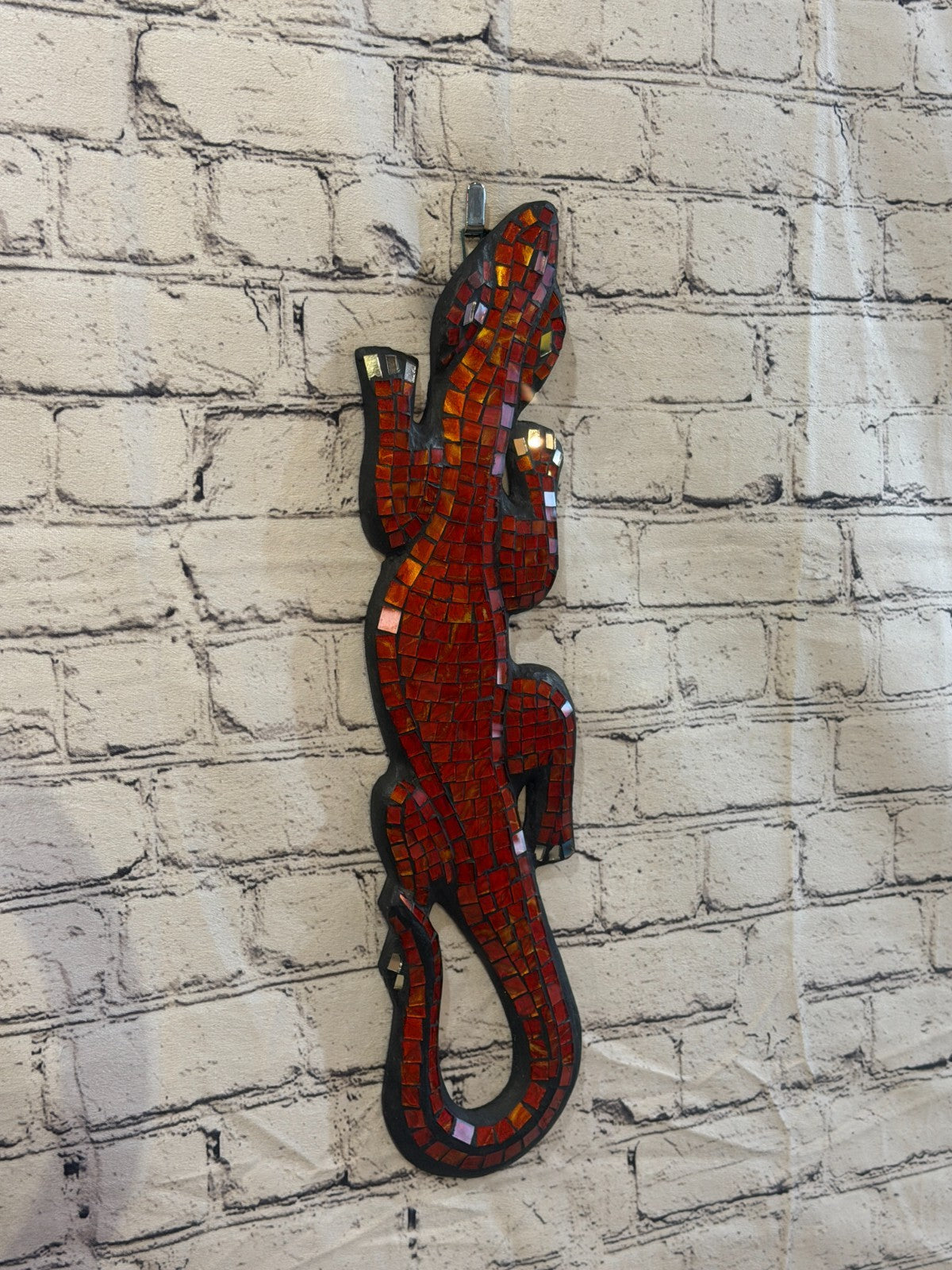 50cm Gecko Orange Mosaic Wall Hanging Wooden Ornaments Wood Carving0