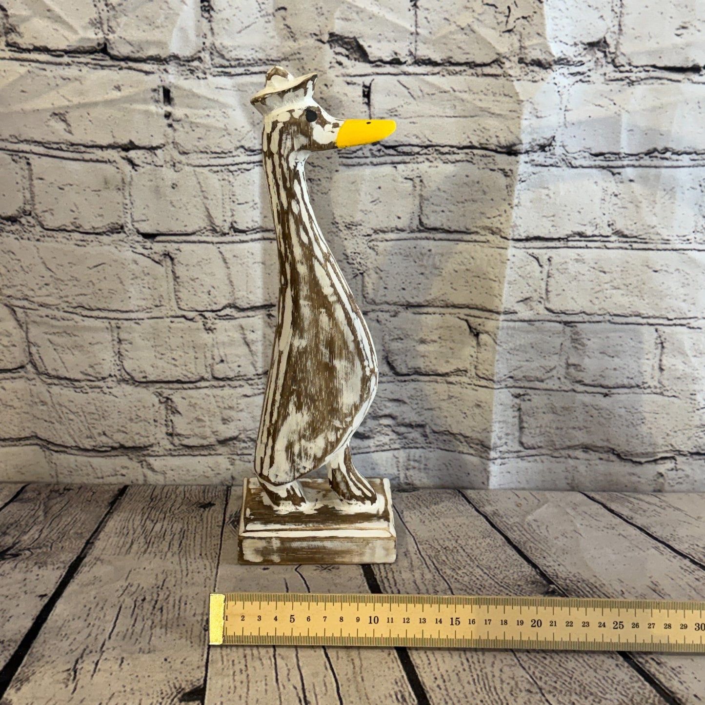 Looking Forward 35cm Tall Wooden Brown Duckling Baby Duck Shabby Wood Fairtrade6