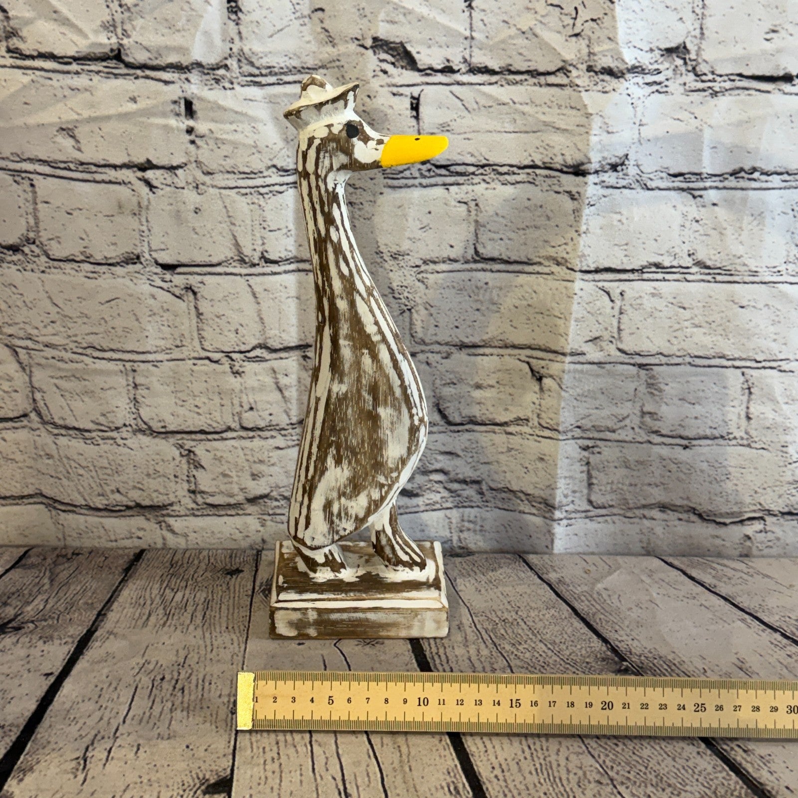 Looking Forward 35cm Tall Wooden Brown Duckling Baby Duck Shabby Wood Fairtrade6