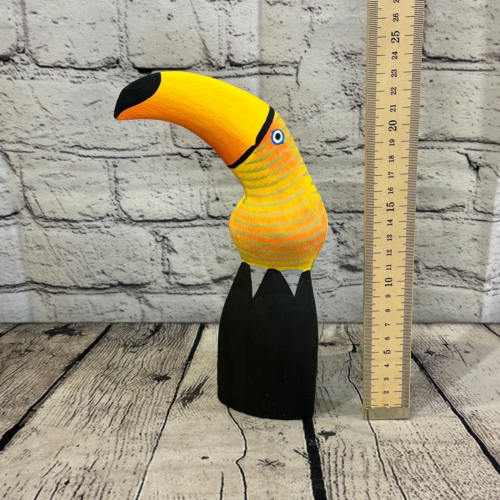 20cm Yellow Toucan Bird Ornament Statue Fair Trade Hand Made Carved Wood8