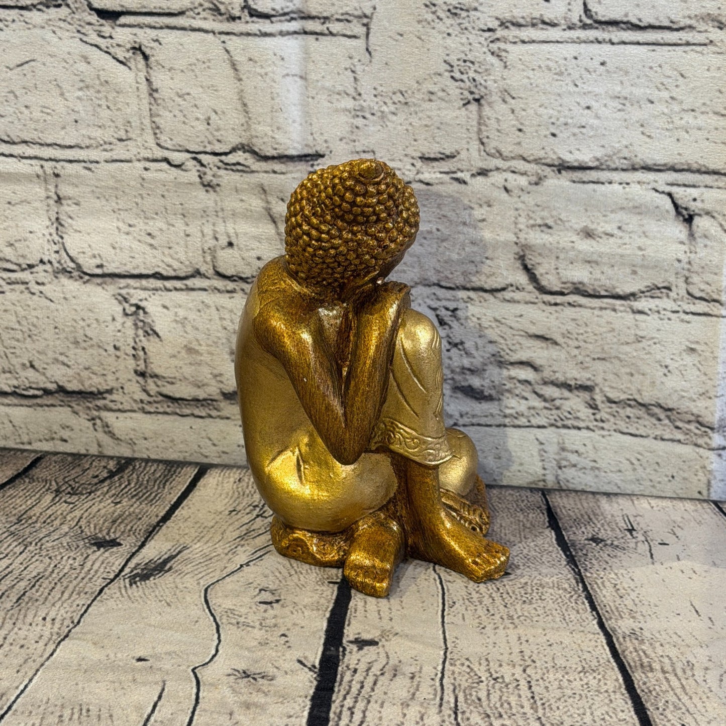 Bronze & Bronze 20cm x 10cm Thai Kneeling Buddha Sitting  Statue Resin Hindu3