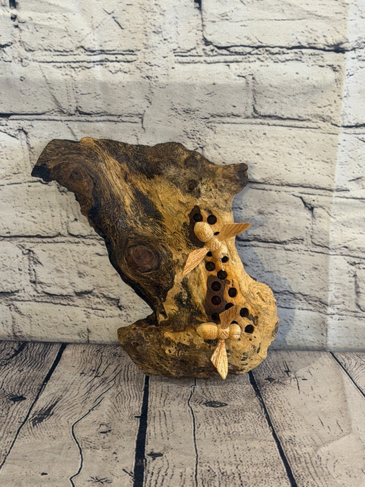 Bees Honeycomb Wall Art Mushroom Parasite Wood Ornament Natural Carving Wooden5