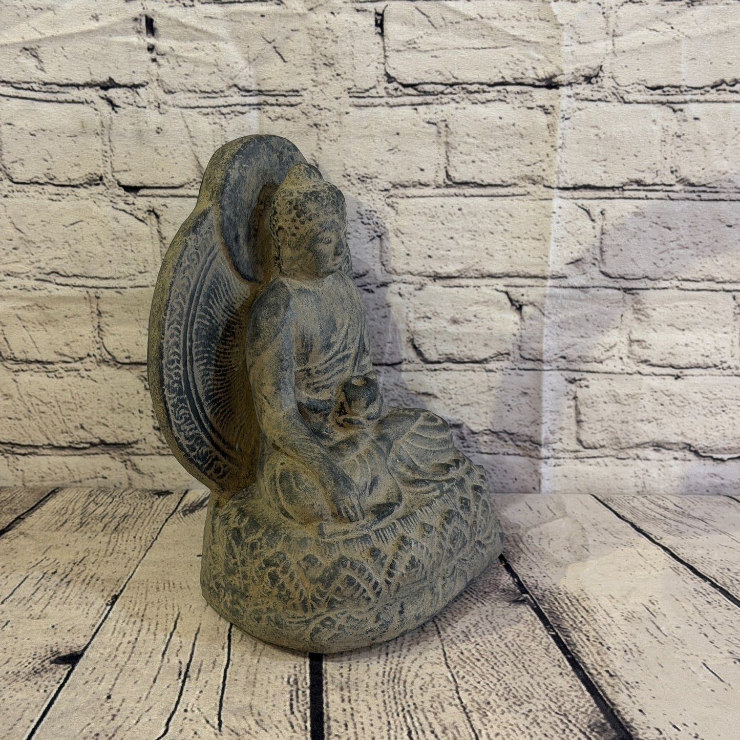 Thai Buddha Sitting Stone Garden 25cm x 20cm Ornament Indoor Statue Hindu2