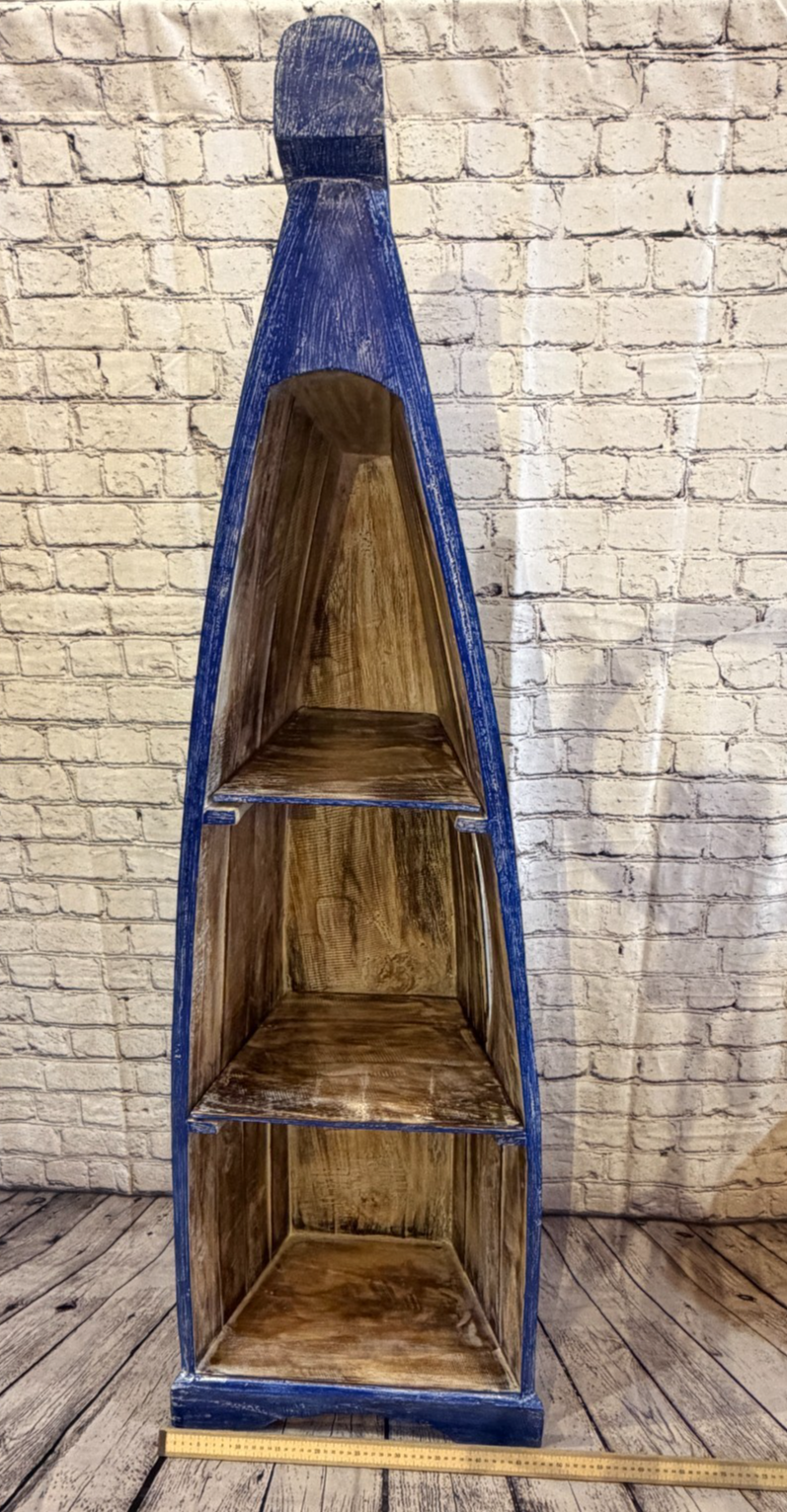 150cm x 45cm x 25cm Blue Boat Shelf Wooden Cabinet Living Hall Storage Furniture5