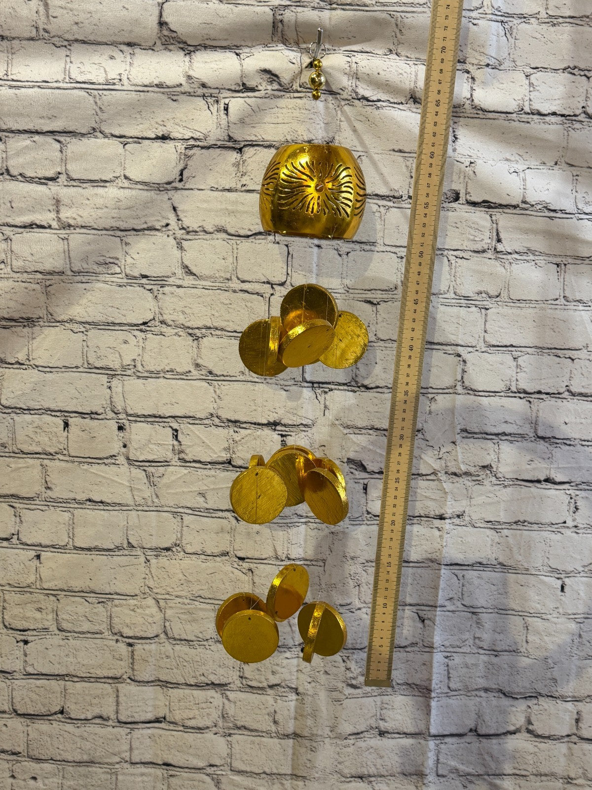 Gold Coconut Bamboo Windchime Plain 60cm Garden Gift Summer Handmade Chimes4