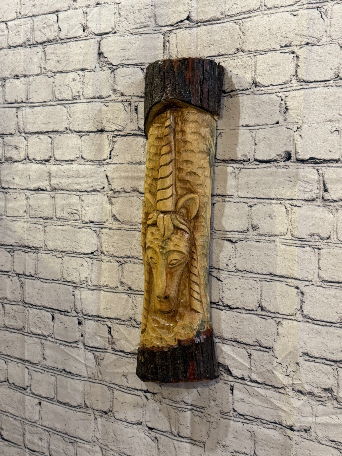 Mythical Unicorn 50cm Hand Carved Wizard Tree Trunk Wood Fairtrade2