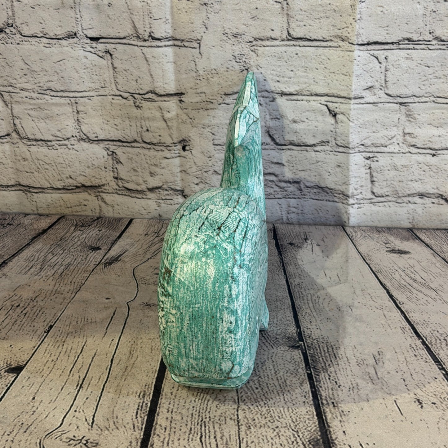 30cm x 15cm Whale Green Fish Wood Coastal Ocean Bathroom Decoration1