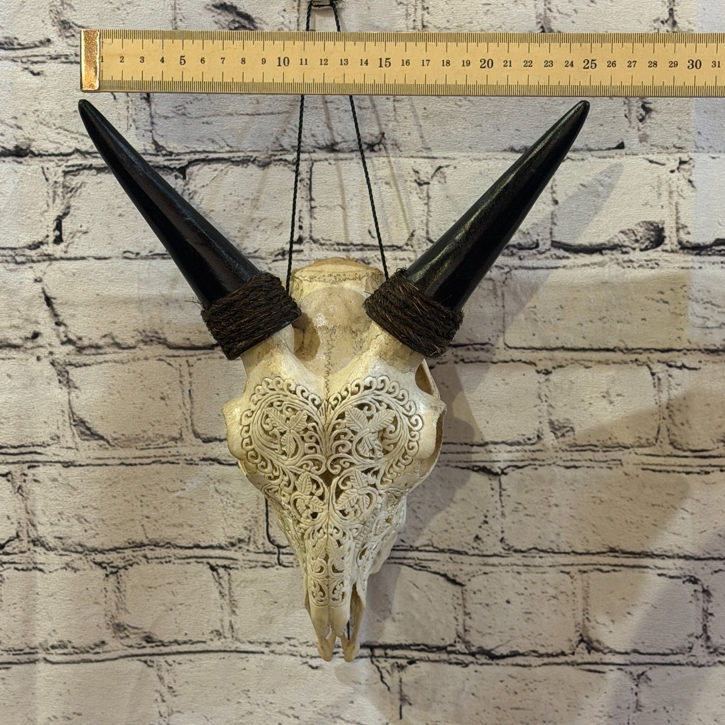 30cm Carved Buffalo Ram Wild Replica Skulls Wall Hanging Carved Stand Design 24