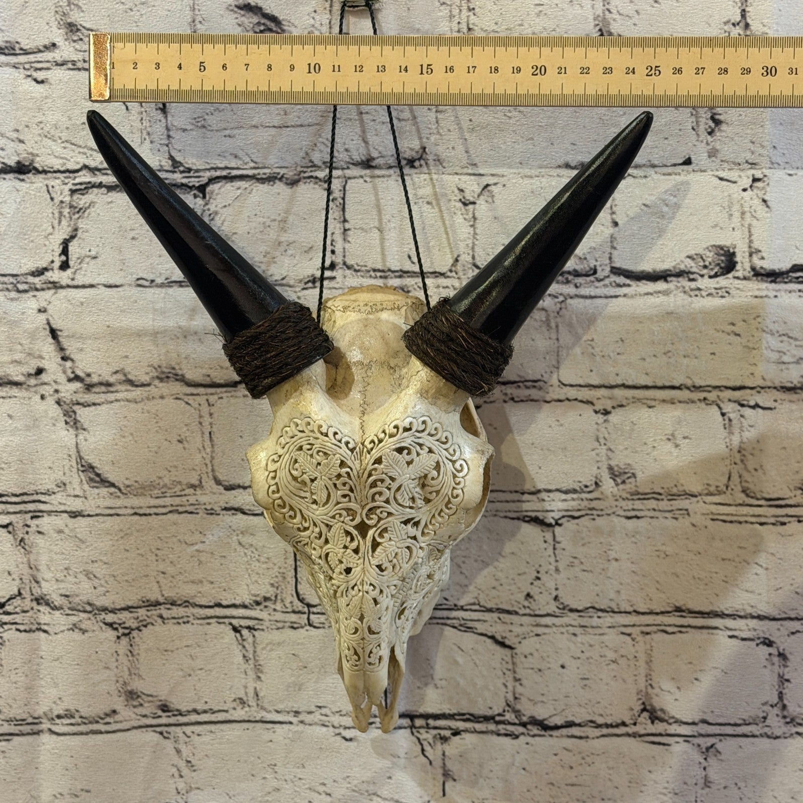 30cm Carved Buffalo Ram Wild Replica Skulls Wall Hanging Carved Stand Design 24