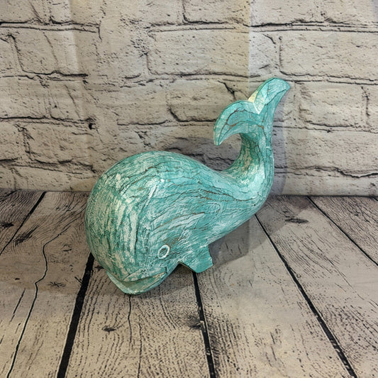 25cm x 12cm Whale Green Fish Wood Coastal Ocean Bathroom Decoration0