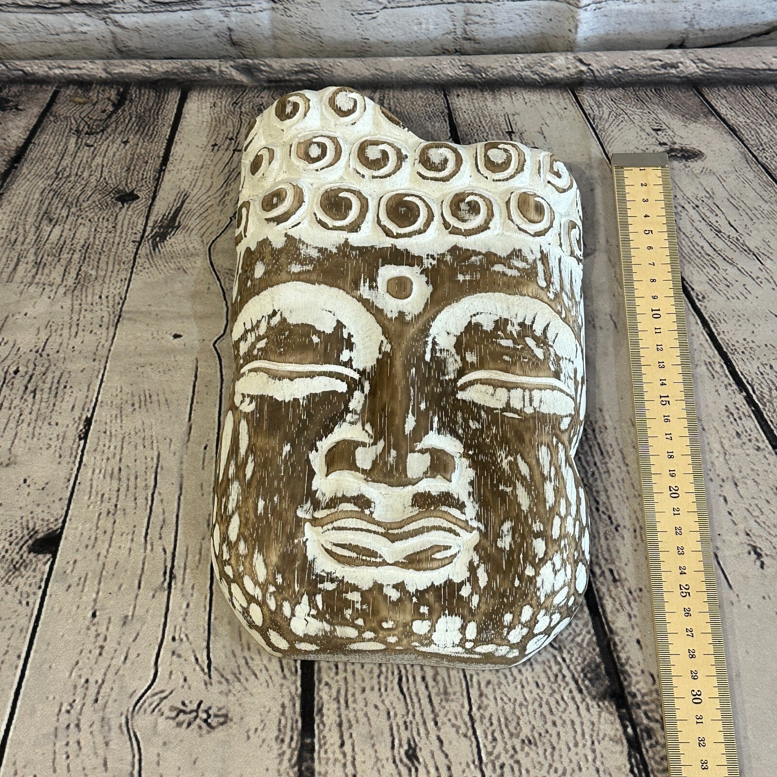 30cm Brown Tiki Style Wall Decoration Buddha Head Designer Mask Wooden Handmade5